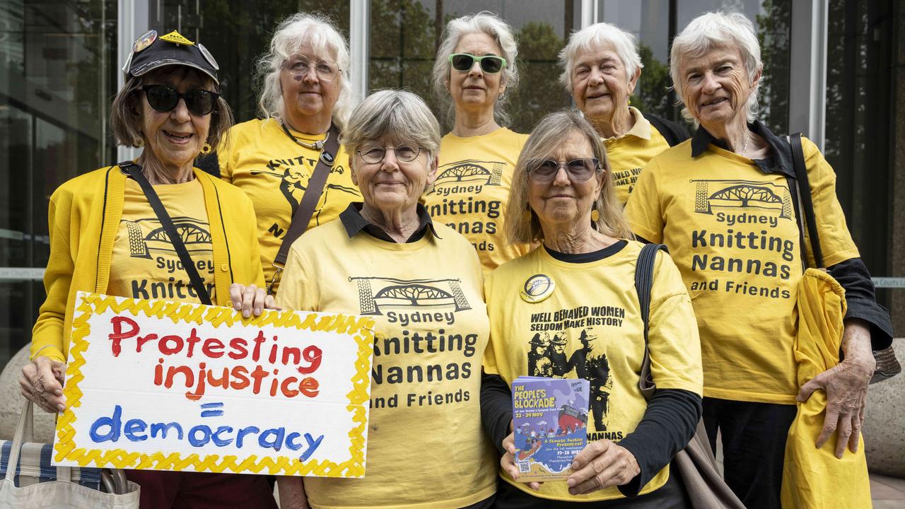 Protesters gathered outside the Supreme Court during the hearing over the proposed blockade. Picture: NewsWire / Monique Harmer