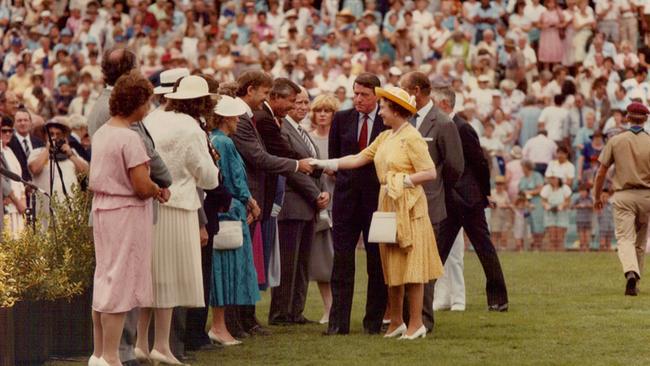 Queen Elizabeth officially opens Parramatta Stadium on March 5, 1986.