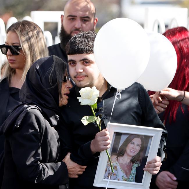 Mourners outside St Charbel’s Church in Punchbowl. Picture: NCA NewsWire