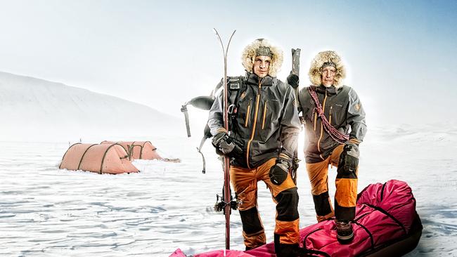 Gold Coast adventurer Geoff Wilson, right, and son-in-law Simon Goodburn are set to attempt an unassisted crossing of Greenland.