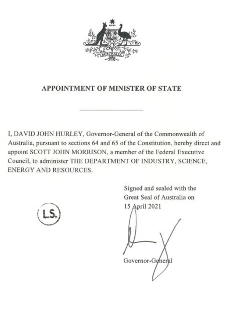 The instruments by which the then Prime Minister, the Hon Scott Morrison MP, was appointed to portfolios other than the Department of the Prime Minister and Cabinet during 2020 and 2021.