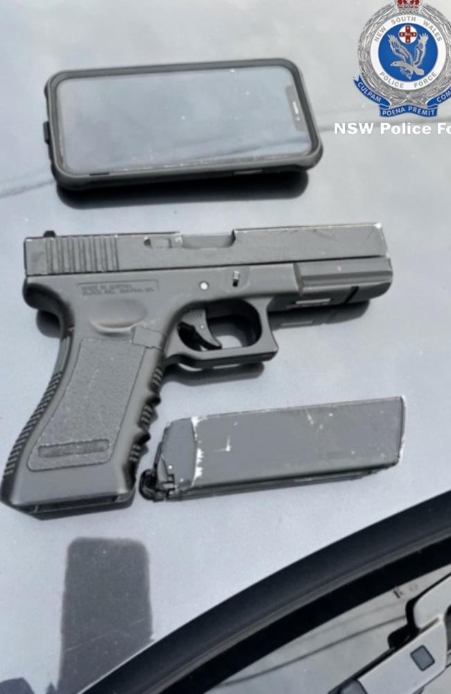 A pistol was allegedly seized by police following the arrest.