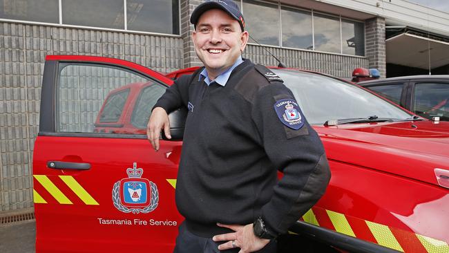 Volunteer fireman Scott Marriott from the Taroona Fire Brigade. Picture: Zak Simmonds