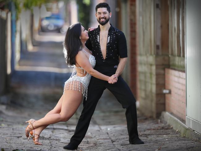 Stroke survivor Ernesto Diaz dances salsa with his partner Trishka Sachi. Picture: Alex Coppel