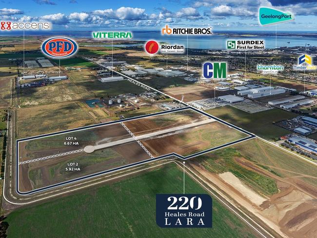 Images used for marketing the existing large lots at 220 Heales Rd, Lara.