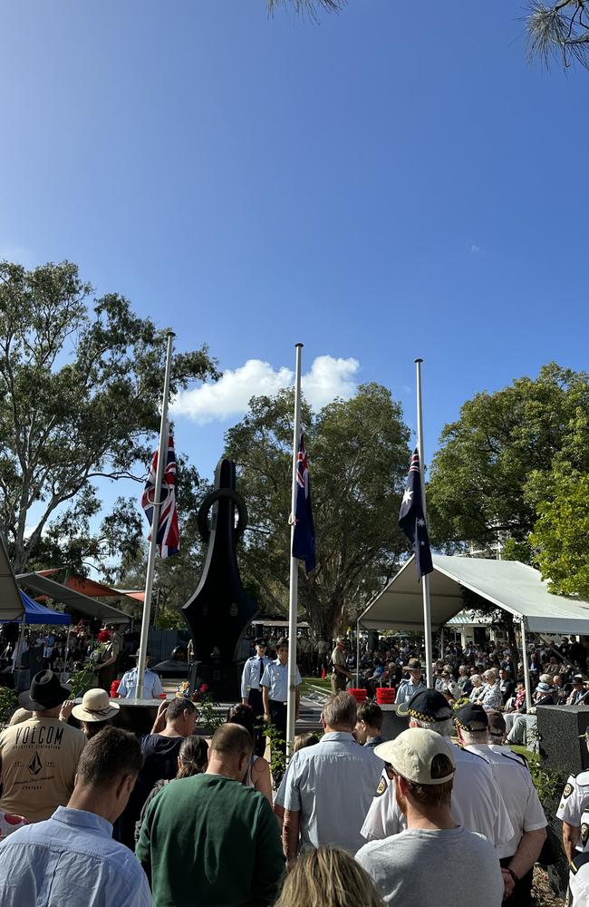 The Maroochydore morning Anzac Day service at the Cotton Tree Park cenotaph.