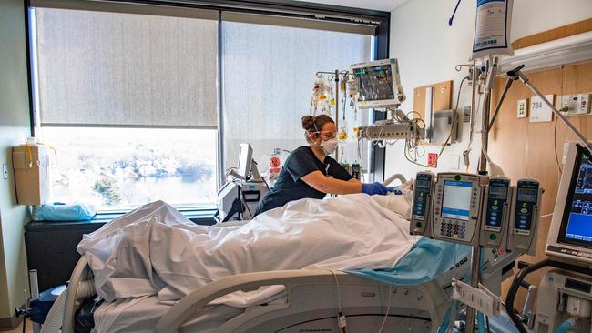 A medical worker treats a non Covid-19 patient in Massachusetts. Picture: Joseph Prezioso / AFP