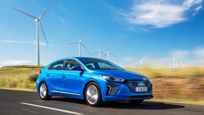 The Hyundai Ioniq Hybrid is a rival to the Toyota Prius petrol-electric car. It’s initially available to fleet buyers before arriving in showrooms mid-year. Picture: Supplied.