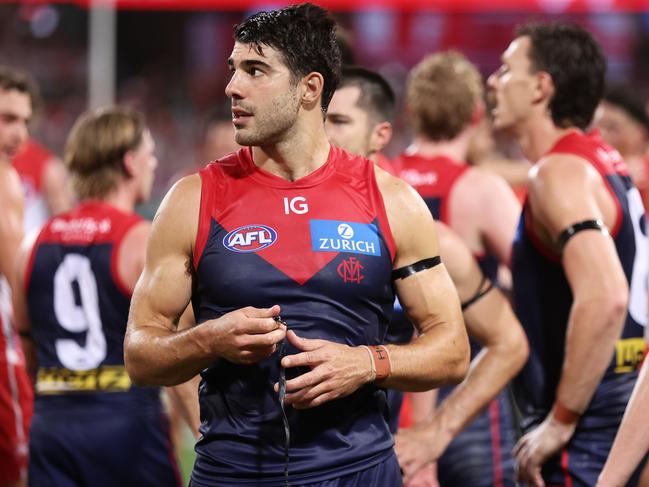 SYDNEY, AUSTRALIA - MARCH 07:  Christian Petracca of the Demons and team mates look dejected after the Opening Round AFL match between Sydney Swans and Melbourne Demons at SCG, on March 07, 2024, in Sydney, Australia. (Photo by Matt King/AFL Photos/Getty Images)