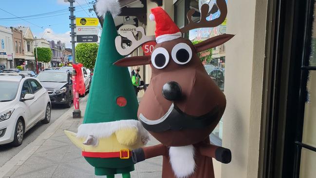 Elfous the Elf and Rufous the Reindeer are spreading the Christmas cheer at Toorak Village. Picture: Supplied.