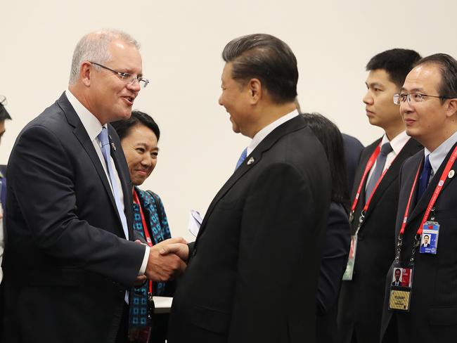 Australian Prime Minister Scott Morrison meets with President Xi Jinping during the G20 in Osaka, Japan. Picture: Adam Taylor Adam Taylor/PMO