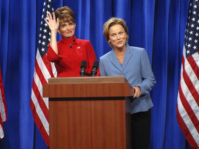 In 2008, Sarah Palin may have hated the impression Tina Fey (with Amy Poehler as Hillary Clinton) did of her but she still did a cameo on the show. Picture: AP Photo/Dana Edelson, NBCU Photo Bank