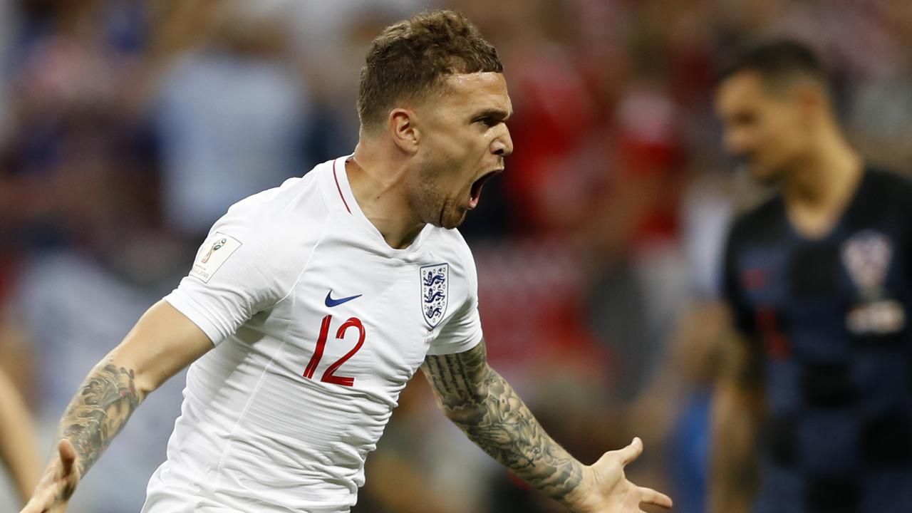 England's Kieran Trippier celebrates after scoring.