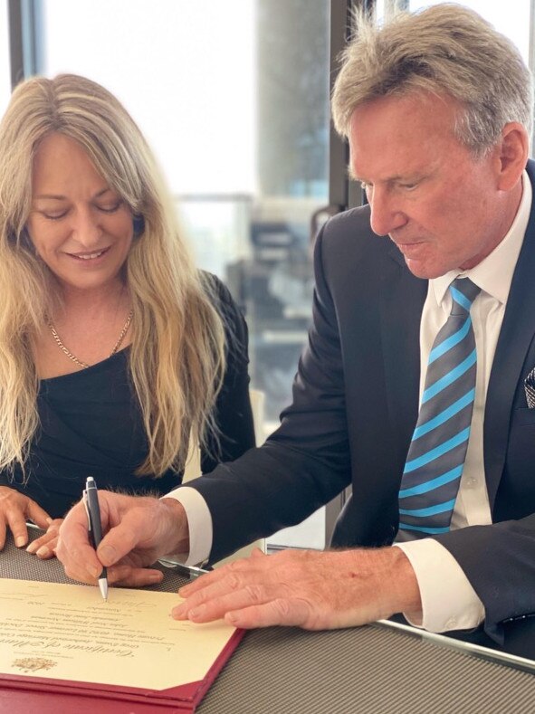 Sam Newman and his wife Amanda on their wedding day in November 2020. Picture: Supplied.