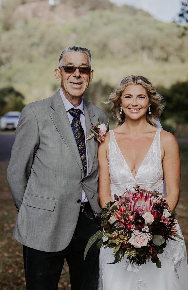 Michael Joyce with his daughter Lucy Parry (nee Joyce) on her wedding day.