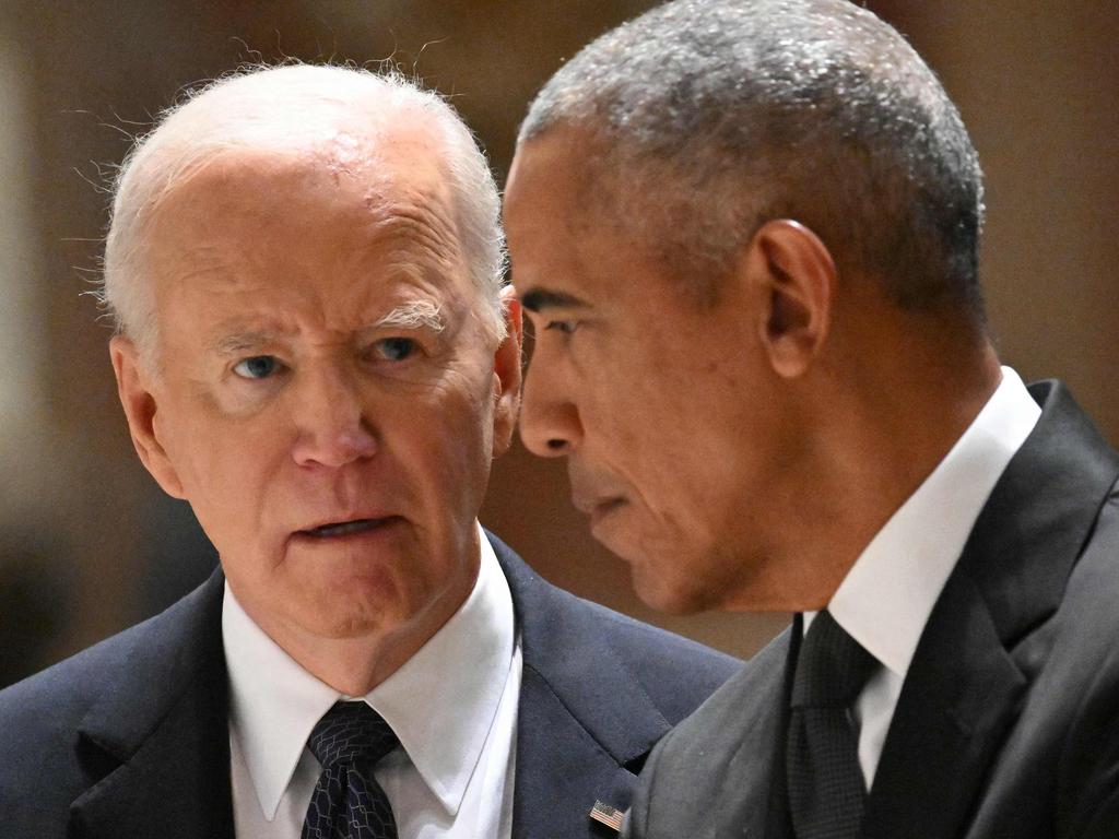 US President Joe Biden and former US President Barack Obama attend a memorial service for Ethel Kennedy at the Cathedral of St. Matthew the Apostle in Washington, DC. Picture: AFP