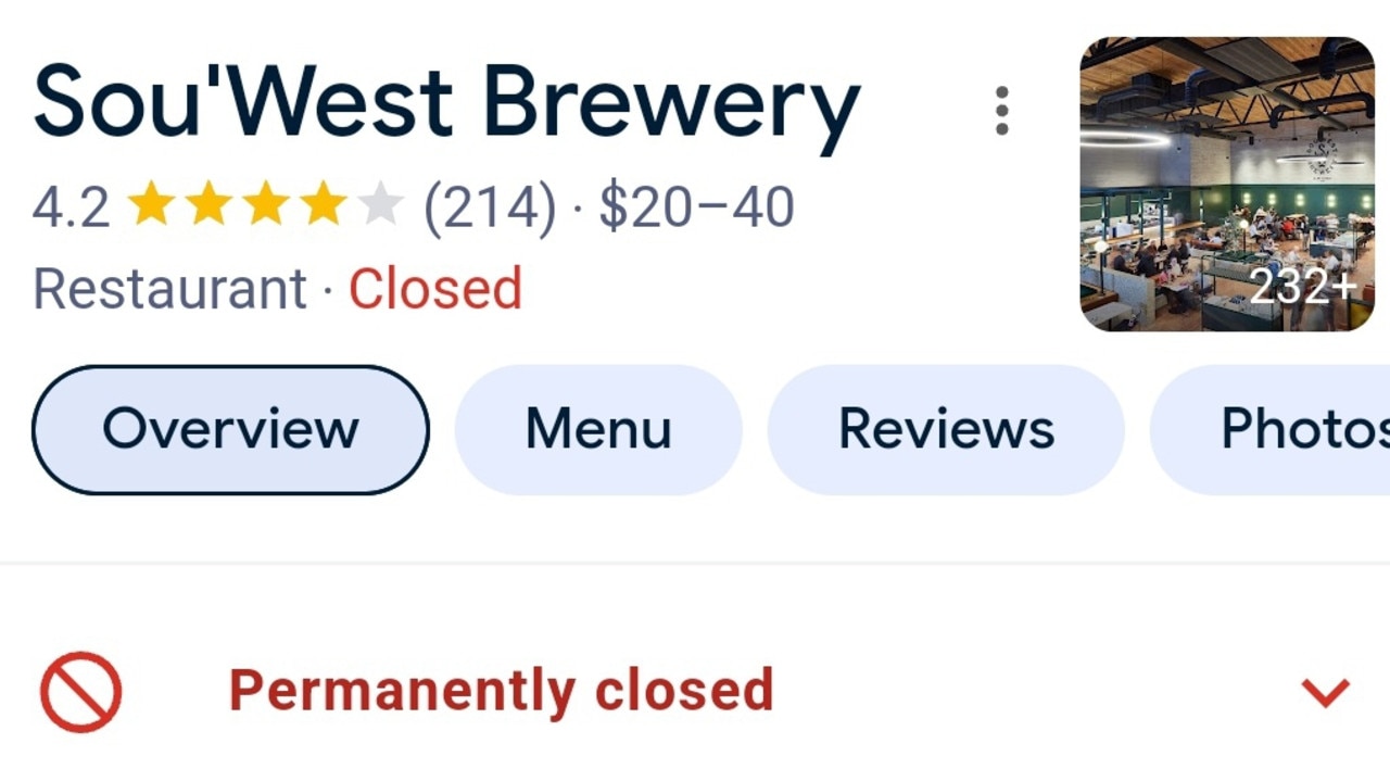 Google has listed Sou’West Brewery in Torquay as permanently closed.