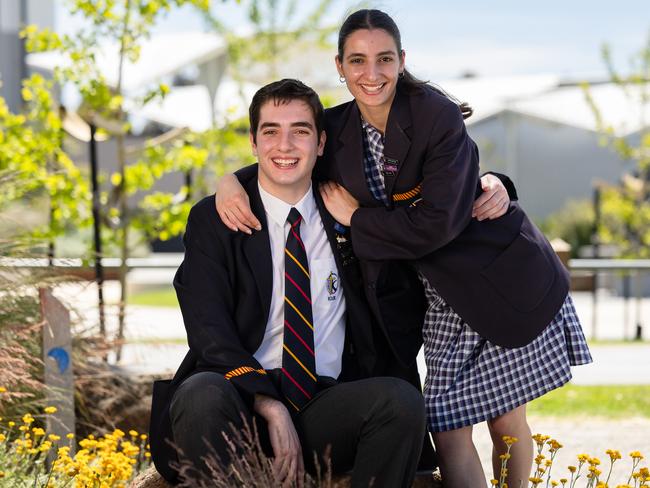 Twins Alexander and Isabella Grech are happy with their ATAR results. Picture: Jason Edwards