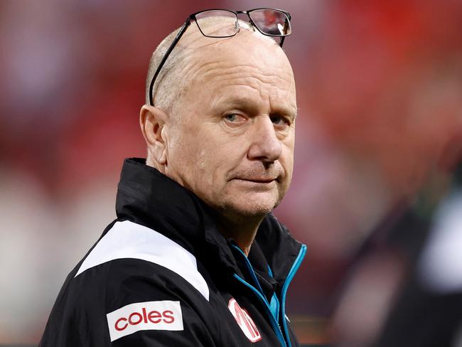 SYDNEY, AUSTRALIA - SEPTEMBER 20: Ken Hinkley, Senior Coach of the Power looks on during the 2024 AFL First Preliminary Final match between the Sydney Swans and the Port Adelaide Power at The Sydney Cricket Ground on September 20, 2024 in Sydney, Australia. (Photo by Michael Willson/AFL Photos via Getty Images)