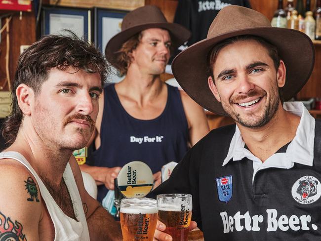 Jack Steel and Matt Ford – aka internet sensation The Inspired Unemployed - with their Better Beer drinking buddies.