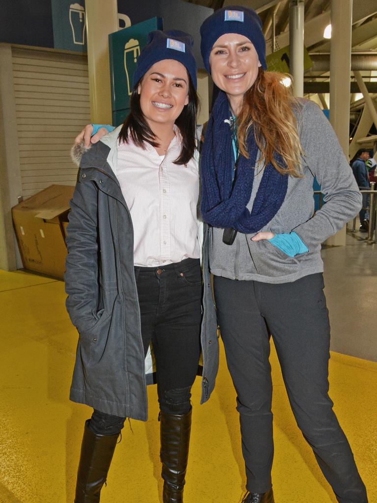 Elisha Graeff and Lindsay Ray at Vinnies CEO Sleep Out at CBUS Stadium, Robina. Picture: Regina King