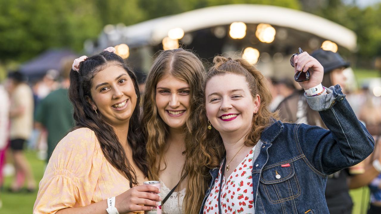 At The Backyard Series are (from left) Tahlisha Lammas, Kristen Swan and Emma Gardner in Queens Park, Saturday, November 6, 2021. Picture: Kevin Farmer