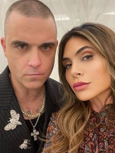 Robbie Williams (with new haircut) and wife Ayda Field. Picture: Instagram