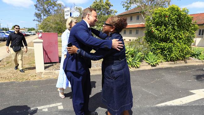 Premier Steven Miles with MP Cynthia Lui on Thursday. Picture: Adam Head