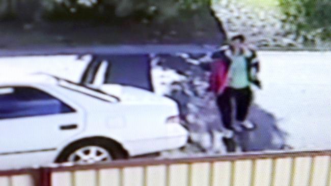 CCTV footage from a house taken on August 19 at 3.19pm showing a man parking a car police say belonged to murdered woman Sabrina Bremer on Dawson Street, Woodridge.