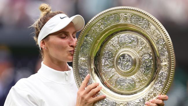 Vondrousova becomes the first ever unseeded woman to win Wimbledon. Picture: Getty