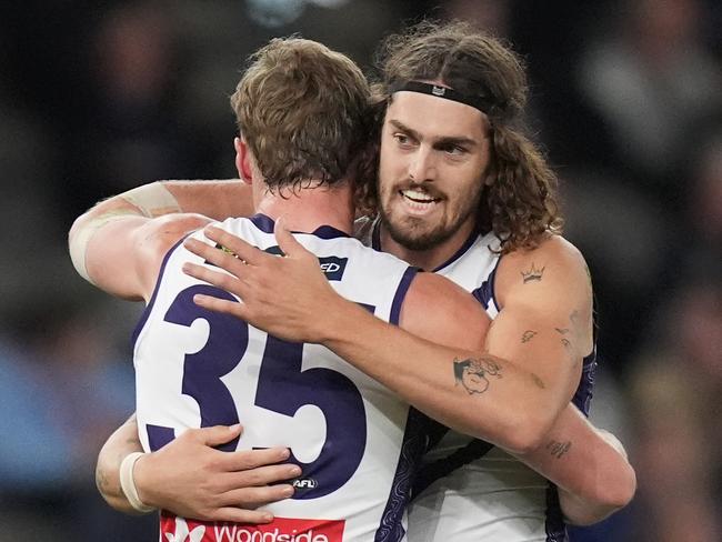 Questions continue to be asked about Fremantle’s long-term commitment to Luke Jackson and Sean Darcy. Picture: Daniel Pockett/Getty Images