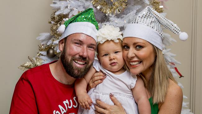 Charli Robinson, Liam Talbot and Kensington Talbot, 11 months. Picture: Jerad Williams