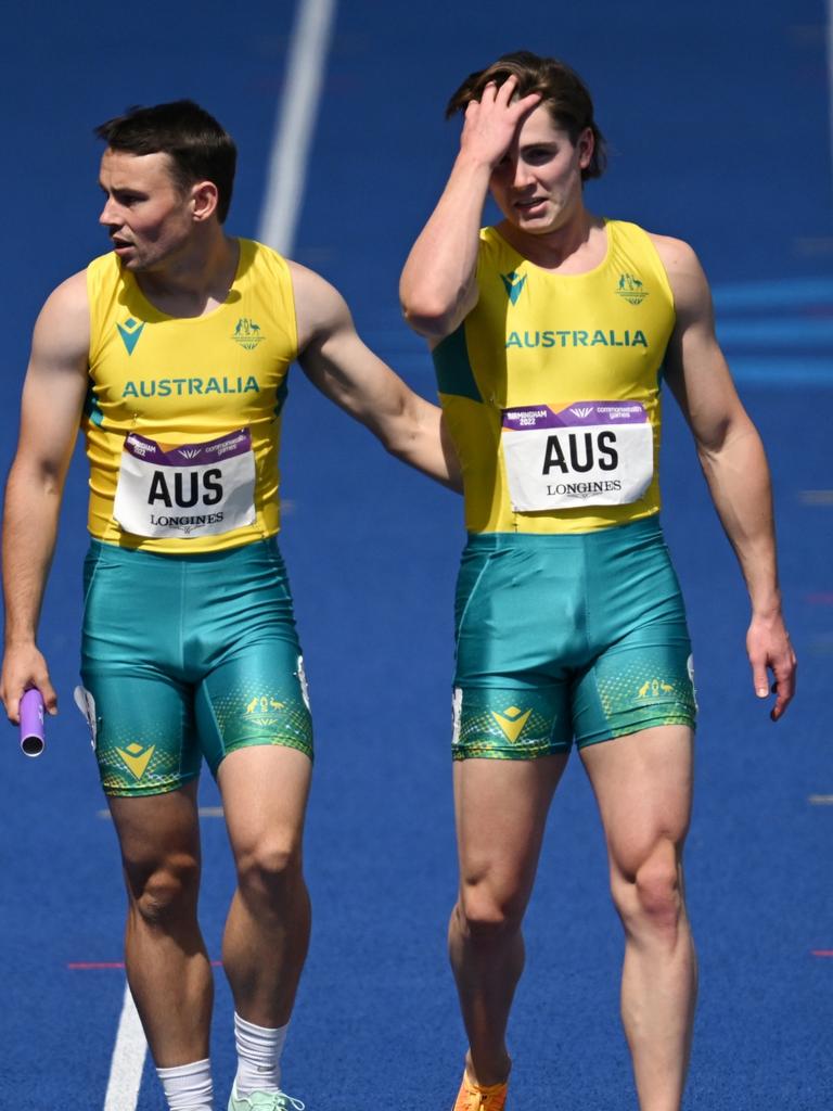 Jack Hale of Australia consoles Rohan Browning.