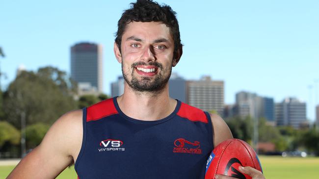 Alex Georgiou (Captain, Norwood Football Club) at the Uni Loop Oval in North Adelaide. Alex is back in Adelaide after returning from a season with Melbourne. Picture: Stephen Laffer