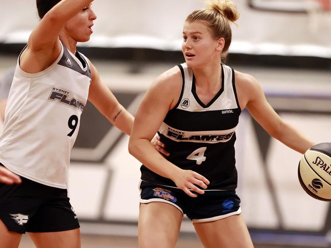 Pictured at Auburn PCYC is Sydney Flames star player Shyla Heal during a training session. Picture: Tim Hunter.