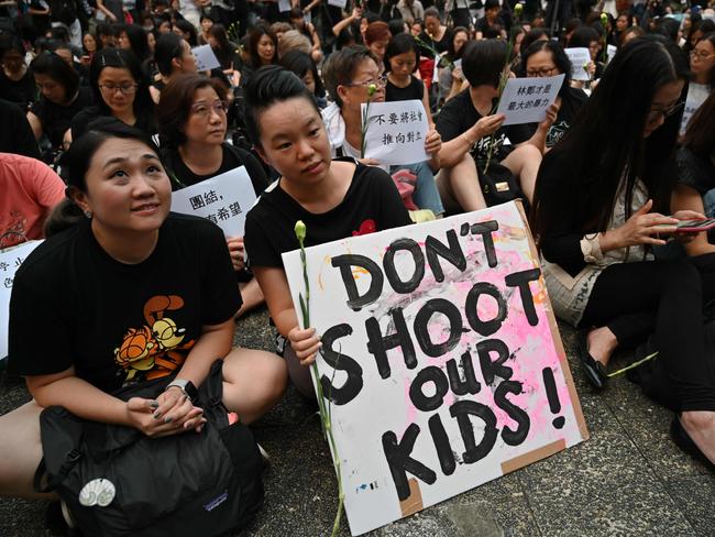 Protesters attend the 'Hong Kong Mothers Anti-Extradition Rally' in protest against actions of the city's police force in recent demonstrations against a proposed extradition bill. Picture: AFP