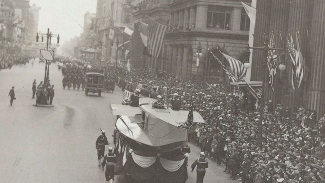 The 1918 Philadelphia Liberty Loans Parade which is thought to have led to a surge of cases of deadly Spanish flu in the city. Picture: U.S. Naval History and Heritage Command.