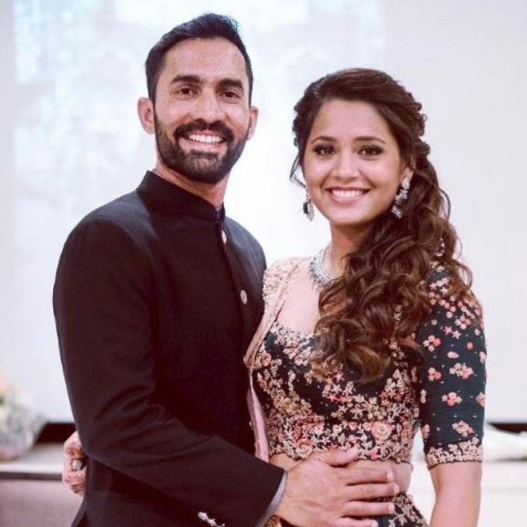 Indian cricketer Dinesh Karthik with his wife Dipika Pallikal. Picture: Instagram