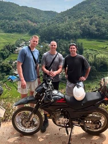 Reilly O'Brien, Jake Kelly and Ned McHenry in Vietnam. Picture: Instagram/ @nedmchenry