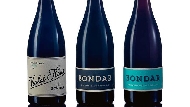 2017 Bondar Violet Hour Mclaren Vale Shiraz, 2016 Bondar Rayner Vineyard Shiraz, 2018 Bondar Rayner Vineyard Grenache.