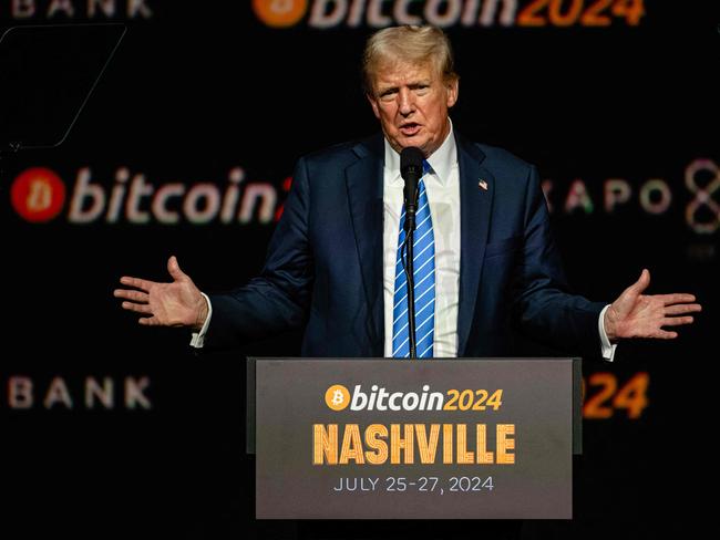 (FILES) Former President and 2024 Republican presidential candidate Donald Trump gestures while giving a keynote speech on the third day of the Bitcoin 2024 conference at Music City Center July 27, 2024 in Nashville, Tennessee. Images/AFP. Trump's triumphant return to the White House signals a potential golden era for cryptocurrencies, whose influential backers heavily supported his presidential bid. After years of ascendancy following bitcoin's emergence, the cryptocurrency industry had fallen into a "crypto winter," plagued by scandals and hostile regulatory oversight. But Trump's impending presidency has spurred an enthusiastic market response, with bitcoin surging more than 25 percent in a week and breaking through the $90,000 mark for the first time. (Photo by Jon CHERRY / GETTY IMAGES NORTH AMERICA / AFP)