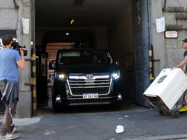 Payne’s father leaving the judicial morgue where the body of his son remains for the autopsy and police investigations. Picture: Marcos Brindicci/Getty Images