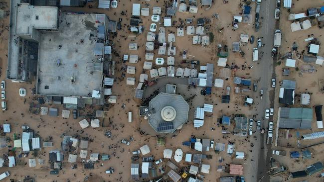 Some Palestinian refugees first took refuge in the Gazan city of Khan Younis before having to flee again, this time to Rafah, to avoid Israeli attacks targeting Hamas militants. Picture: AFP/Getty Images