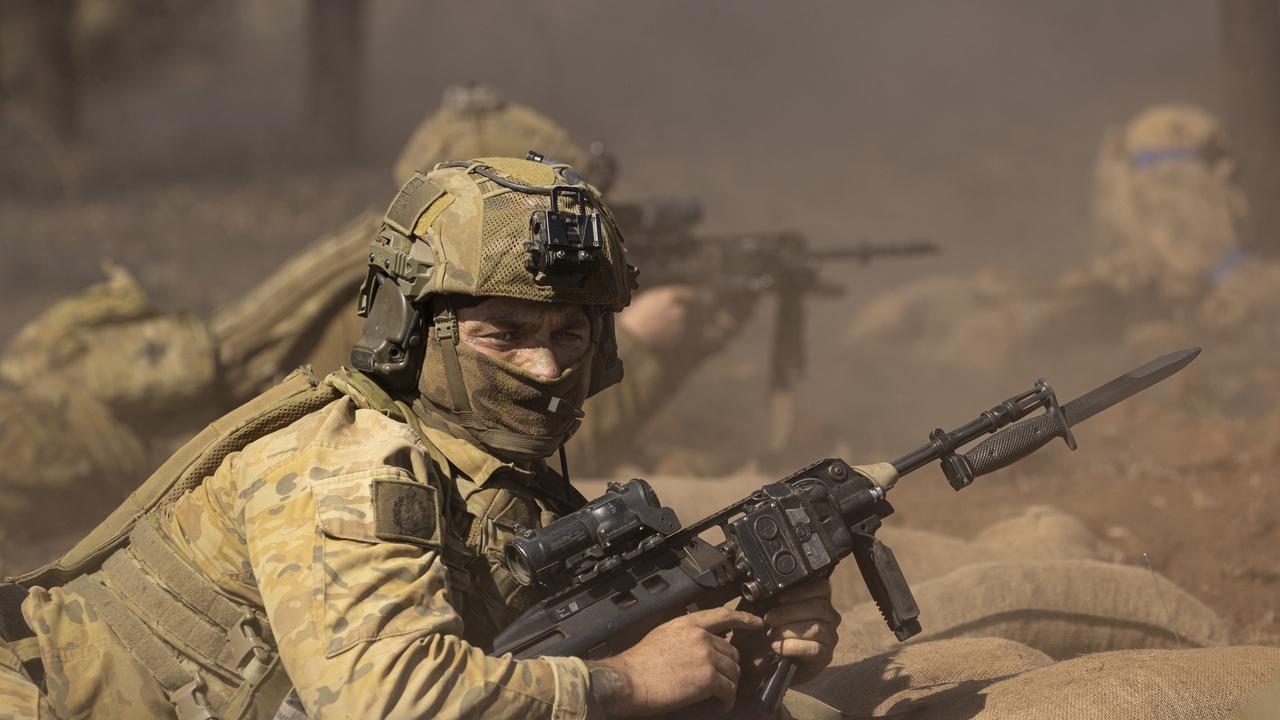 Australian Army soldier Sergeant James Pritchard from 3rd Battalion, The Royal Australian Regiment during a company attack on Exercise Capital OTP at Townsville Field Training Area, Queensland.