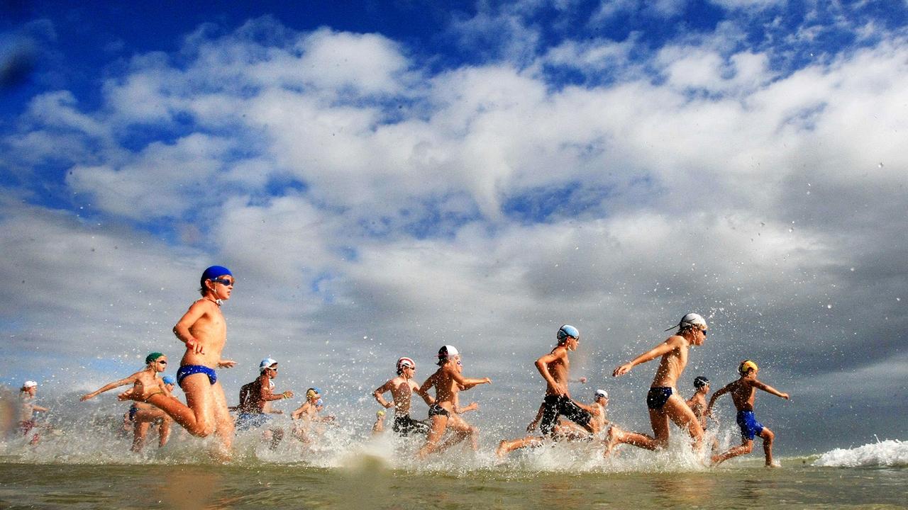 Action from the under 8 boys during the NSW State Surf Life Saving Championships at Cudgen Surf Club, Kingscliff. Photo Scott Powick