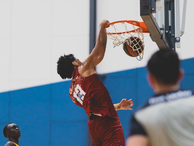 Roman Siulepa in action for Queensland at the 2025 Basketball Australia Under-20 National Championships. Picture: Taylor Earnshaw