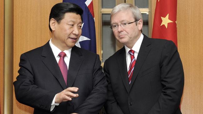 Xi Jinping and Kevin Rudd during in 2010. Picture: AP