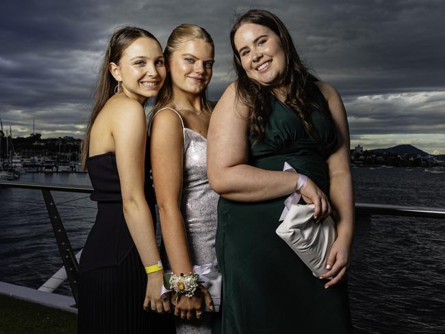 Sophia Cummins, Aida McCoid and Grace Viney. St Michael's Collegiate Leavers Dinner 2023. Picture: Linda Higginson