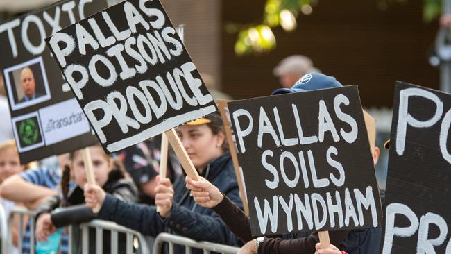 More than 2000 people protested in Werribee over the dumping of potentially dangerous soil in Wyndham Vale. Picture: David Mullins