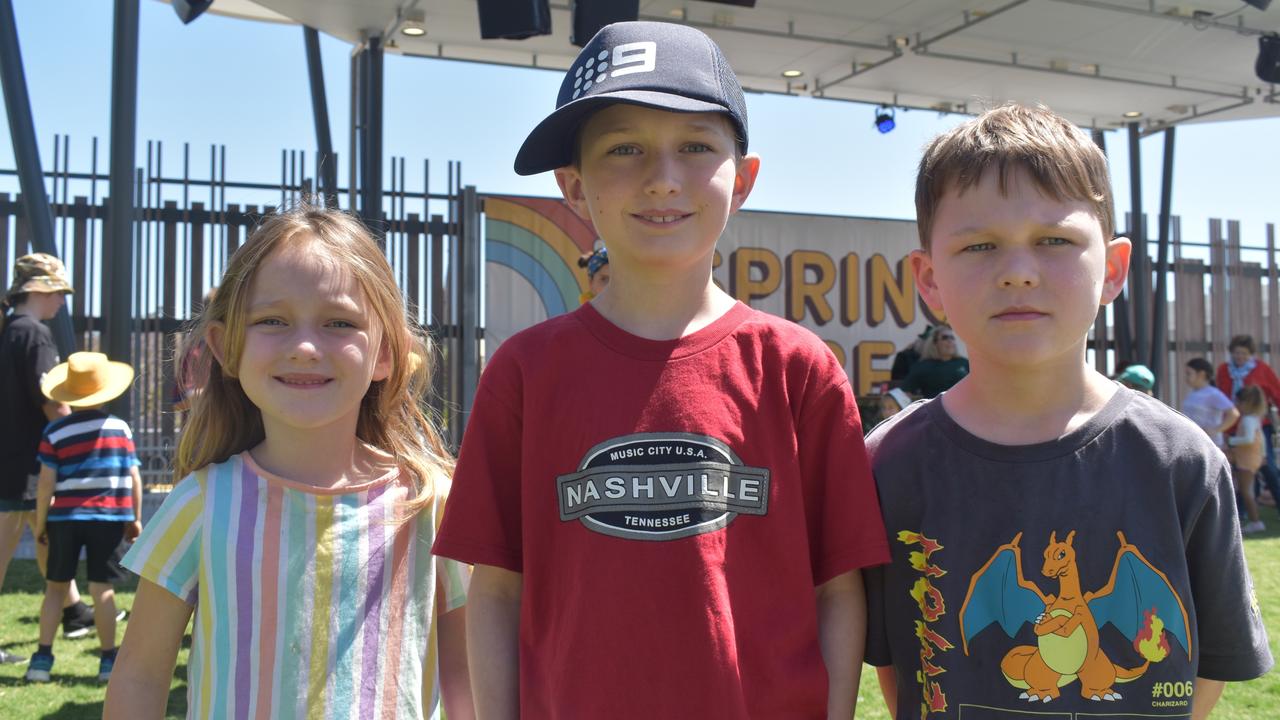 Matilda McDowell, Carson McDowell and Samuel McDowell at the Nicholas Street Precinct, Ipswich. Photos: Georgie Walker